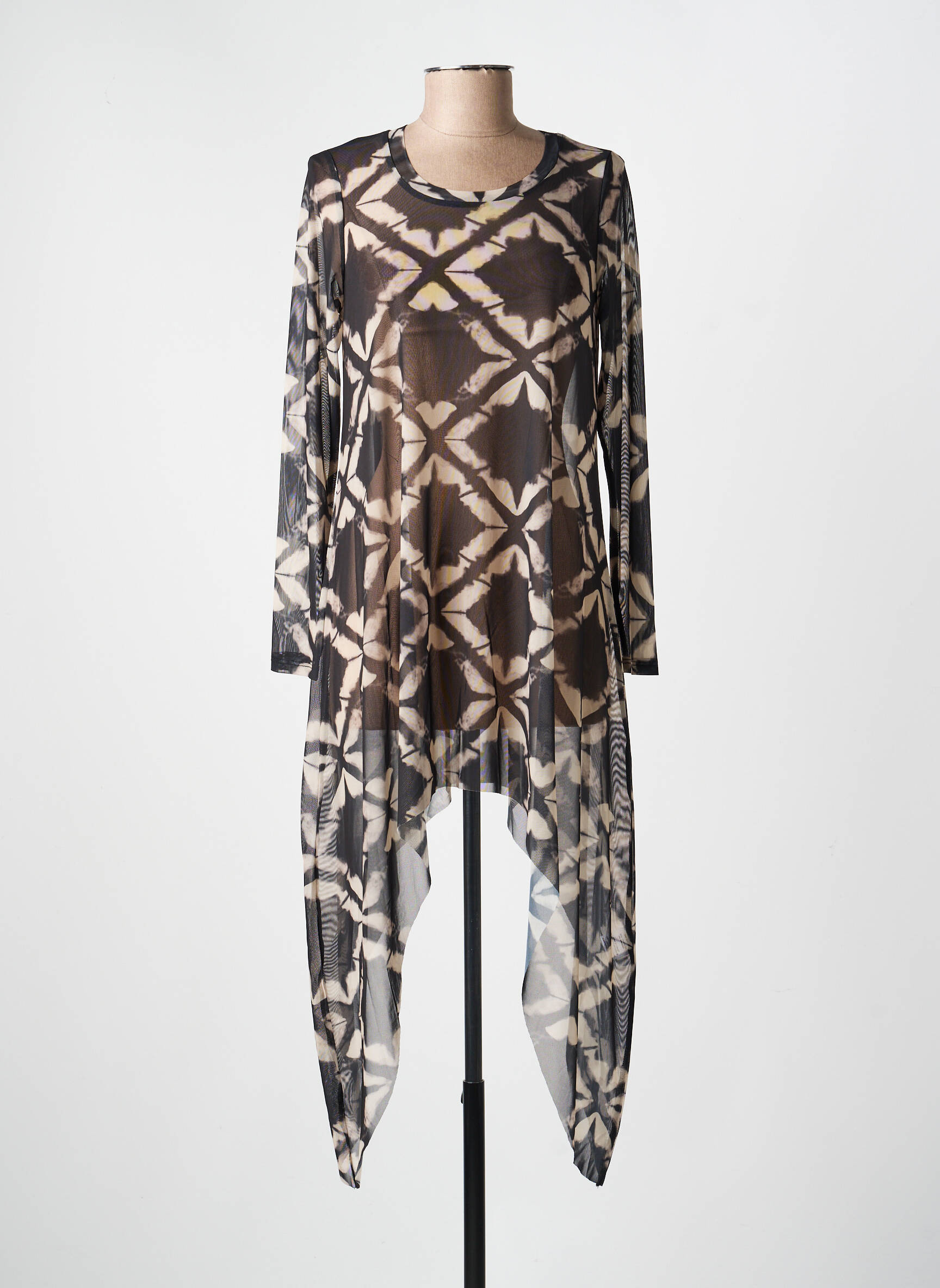 Tunique manches longues légère et transparente noir KOZAN femme