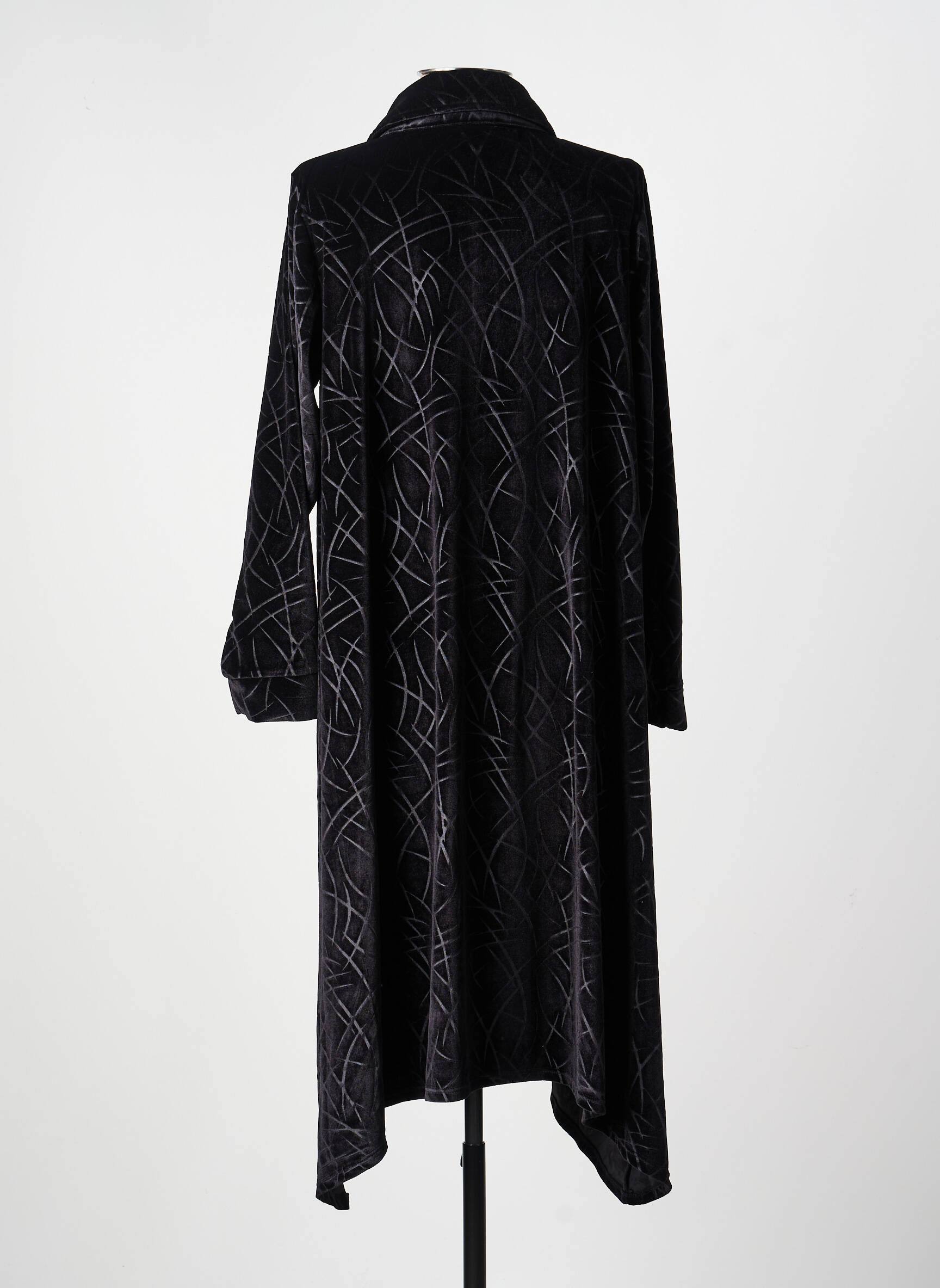 Robe mi-longue imprimé fantaisie manches longues noir KOZAN femme
