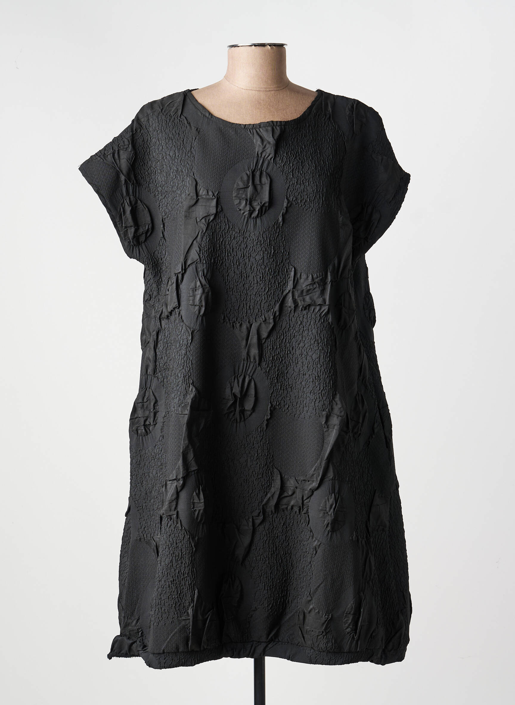 Robe mi-longue manches courtes manches courtes noir KOZAN femme
