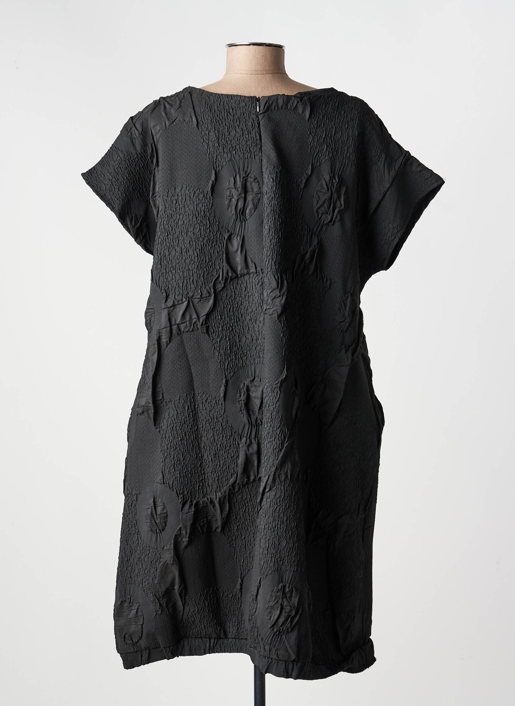 Robe mi-longue manches courtes manches courtes noir KOZAN femme