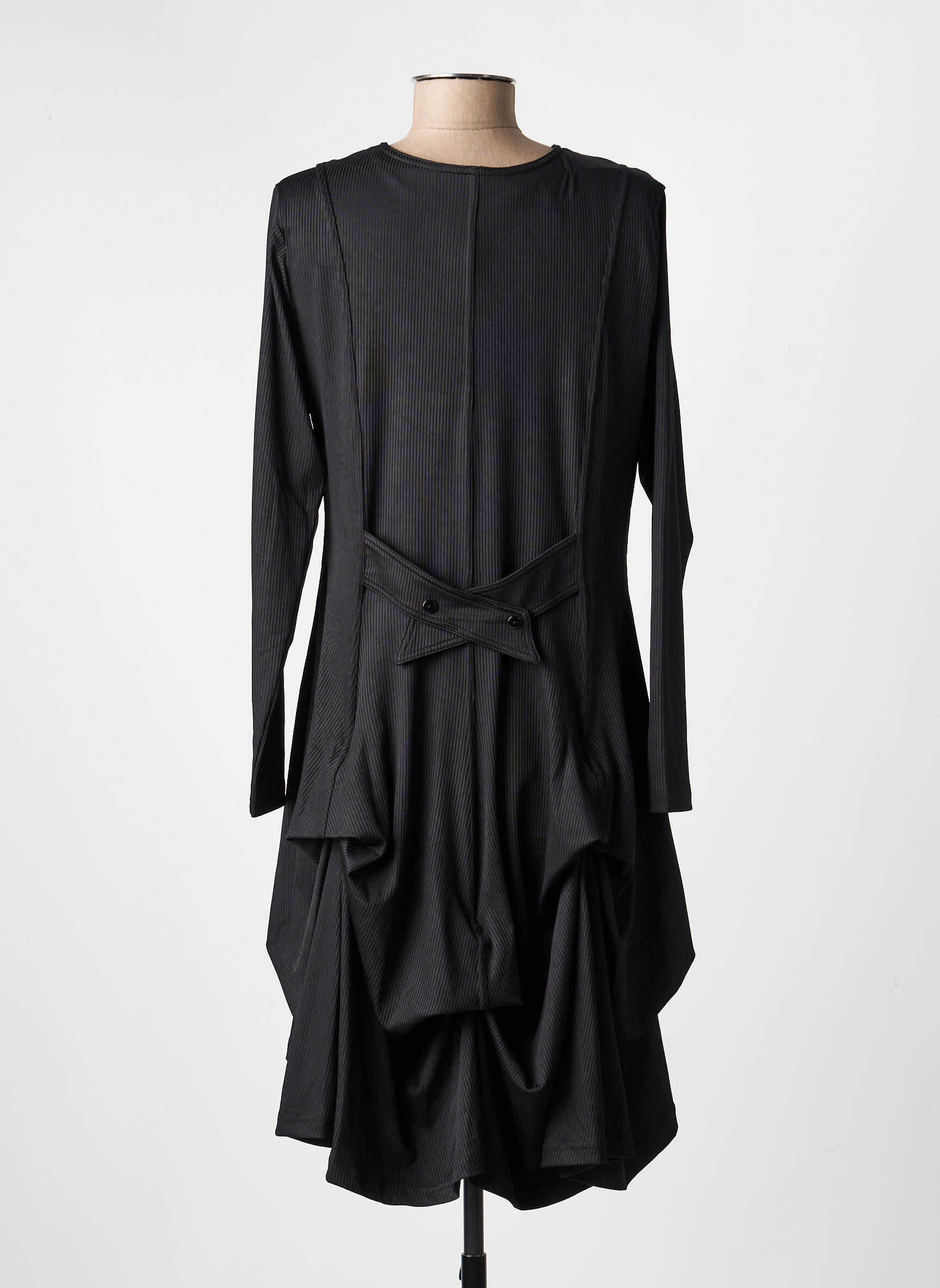 Robe mi-longue manches longues manches longues noir KOZAN femme