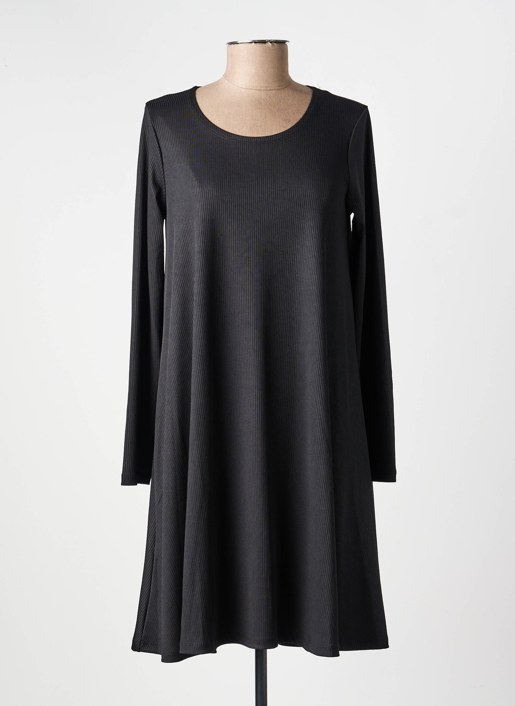 Robe mi-longue manches longues manches longues noir KOZAN femme