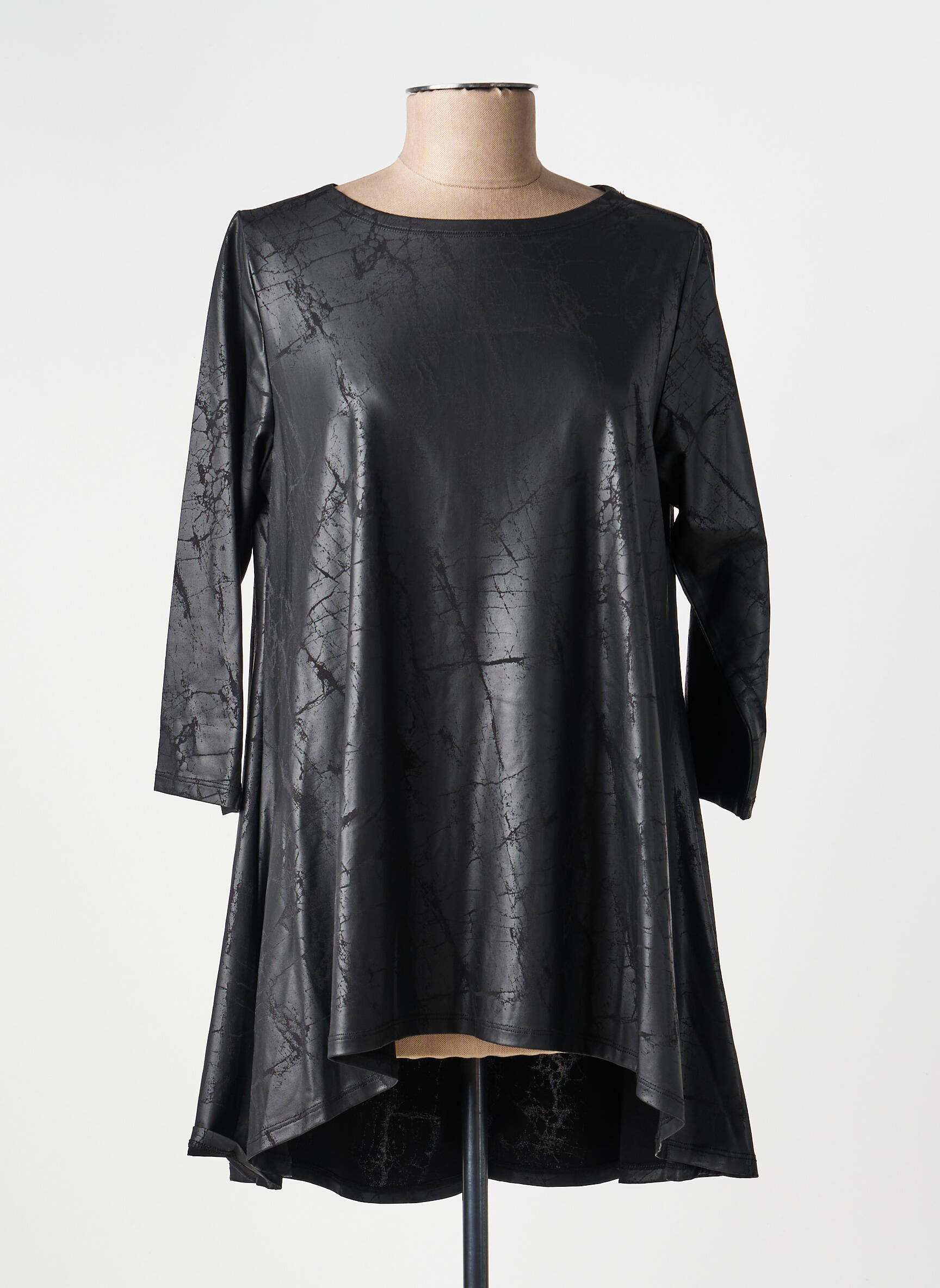Tunique manches longues col rond noir KOZAN femme