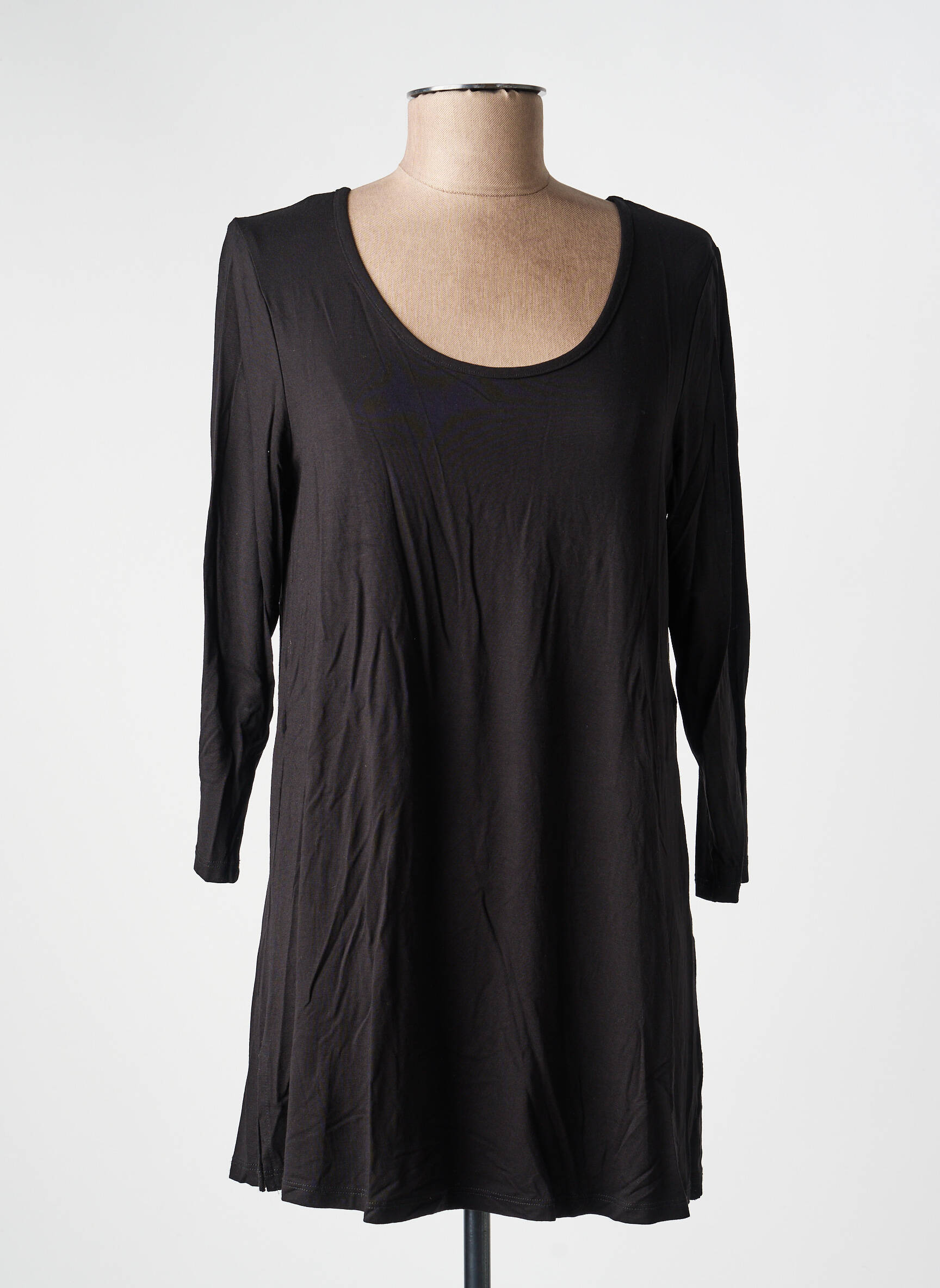 Tunique manches longues col rond noir KOZAN femme