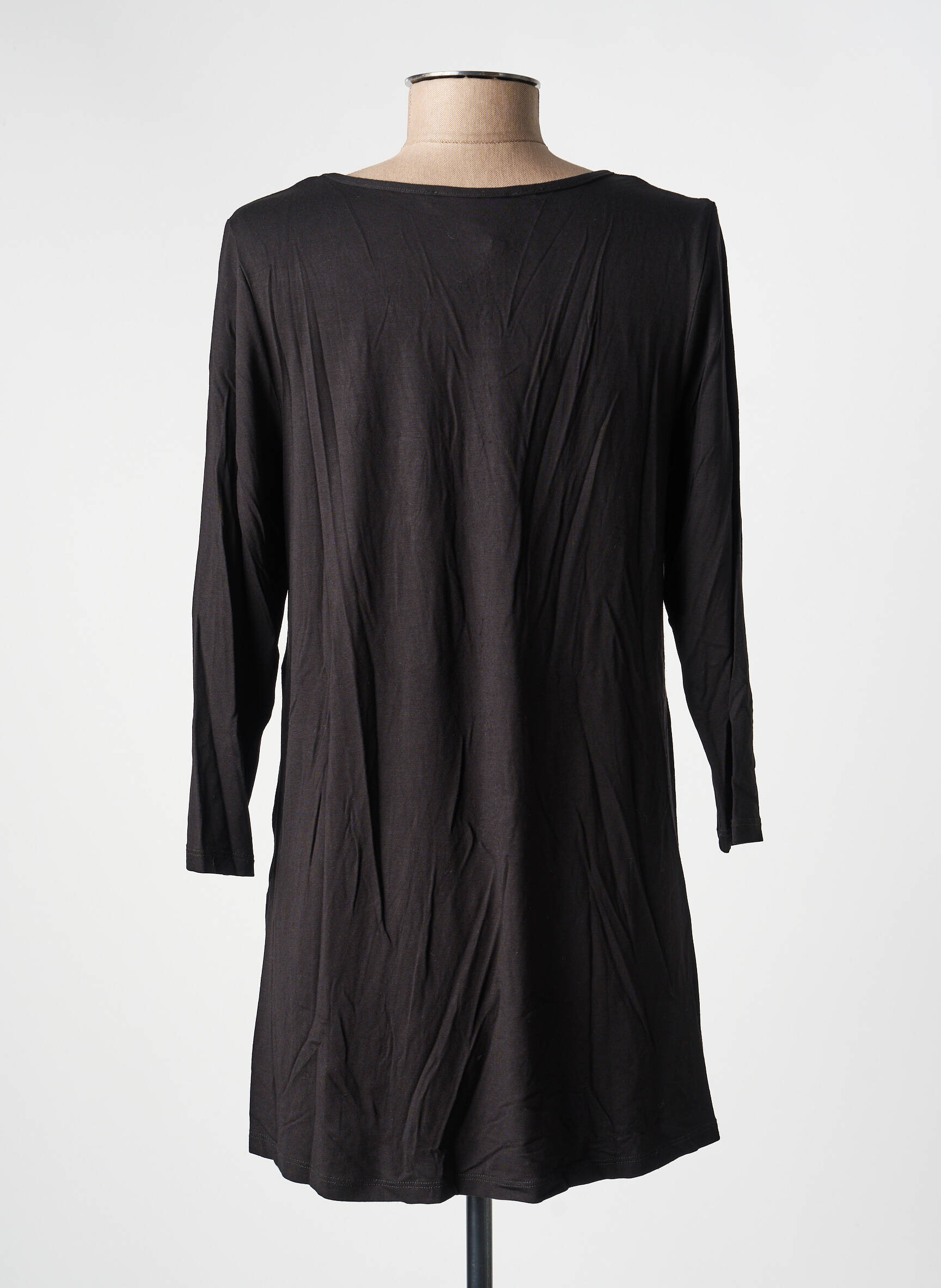 Tunique manches longues col rond noir KOZAN femme