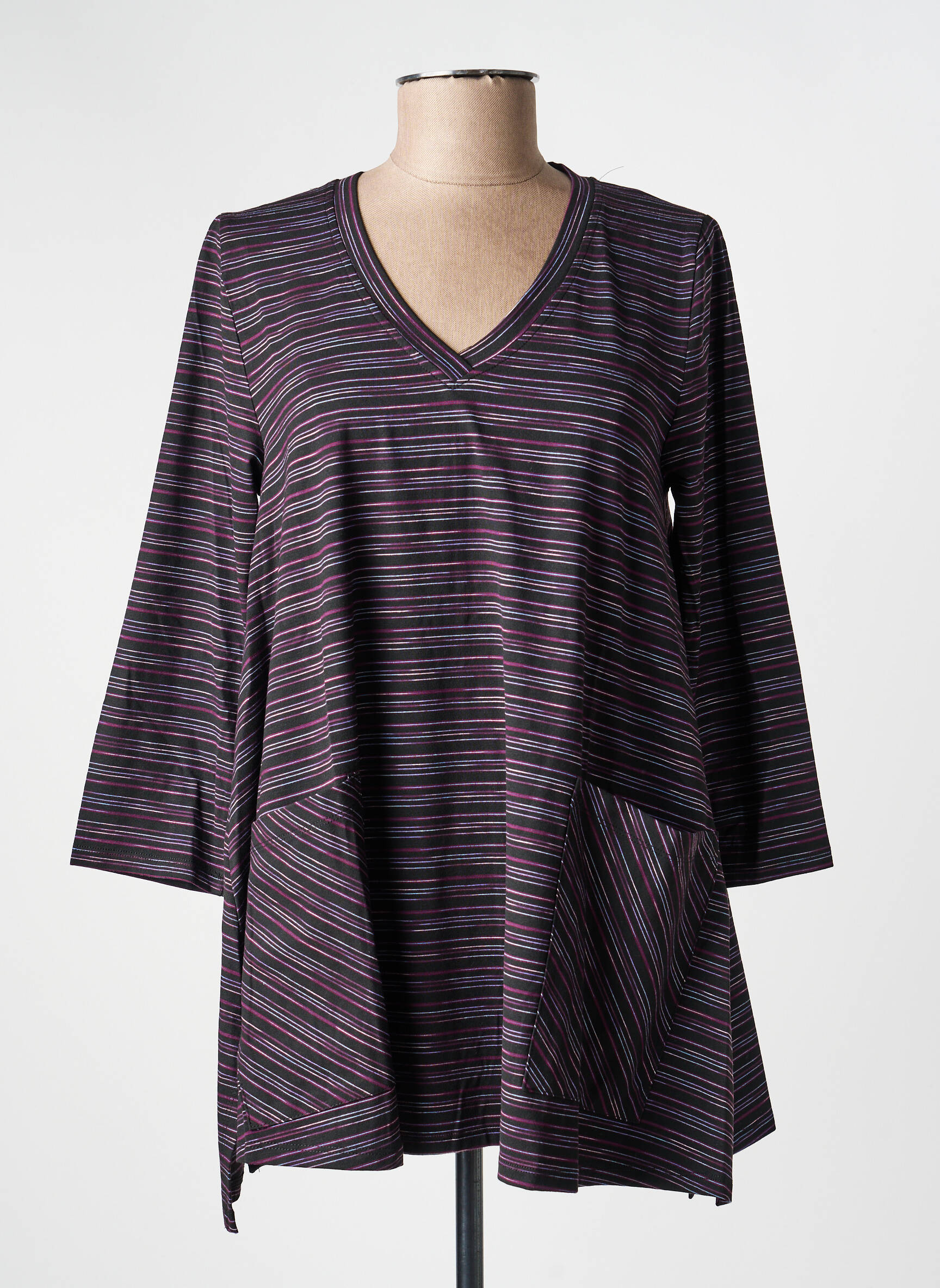 T-shirt manches 3/4 manches 3/4 noir KOZAN femme