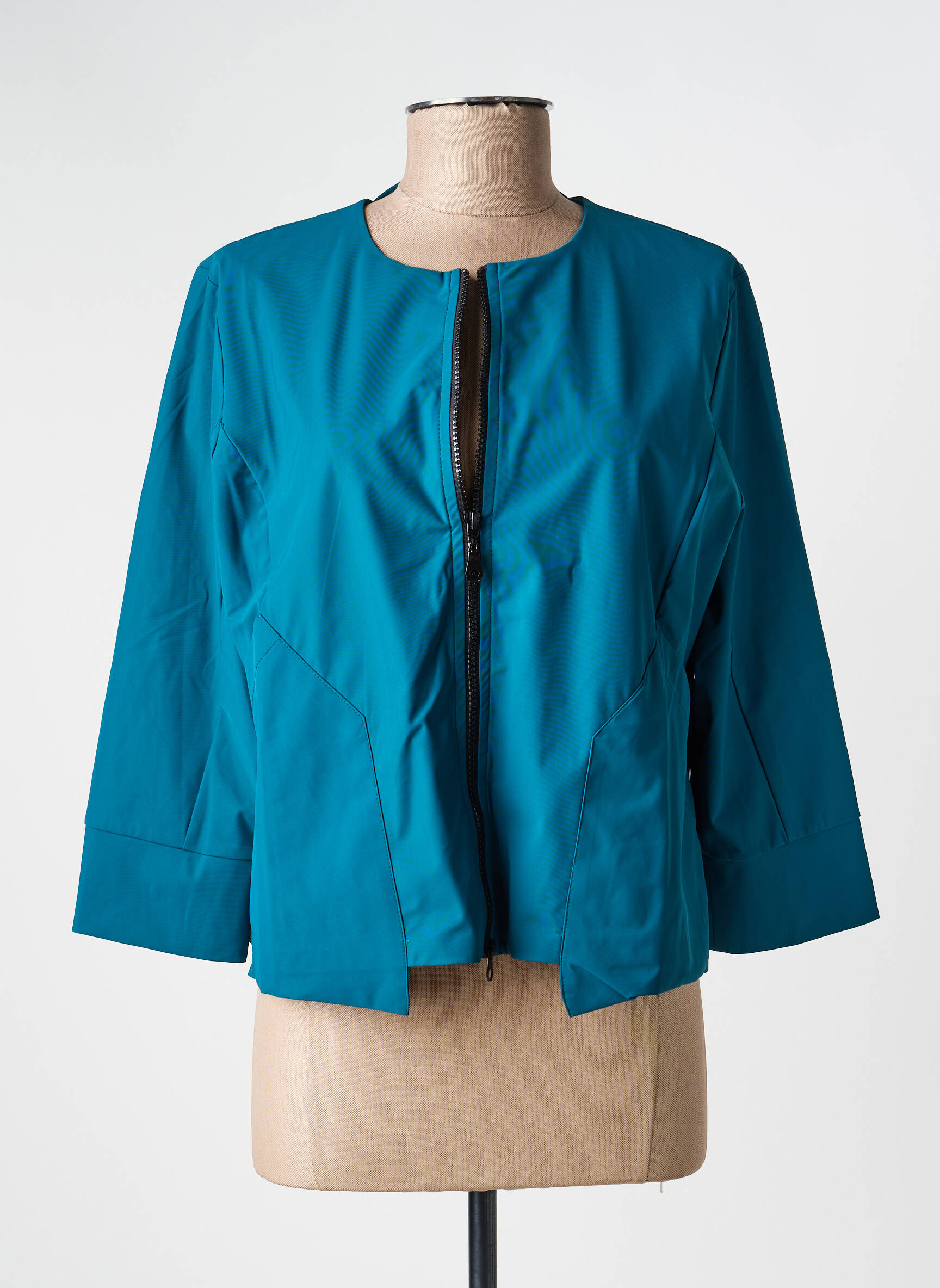 Veste casual col rond bleu KOZAN femme
