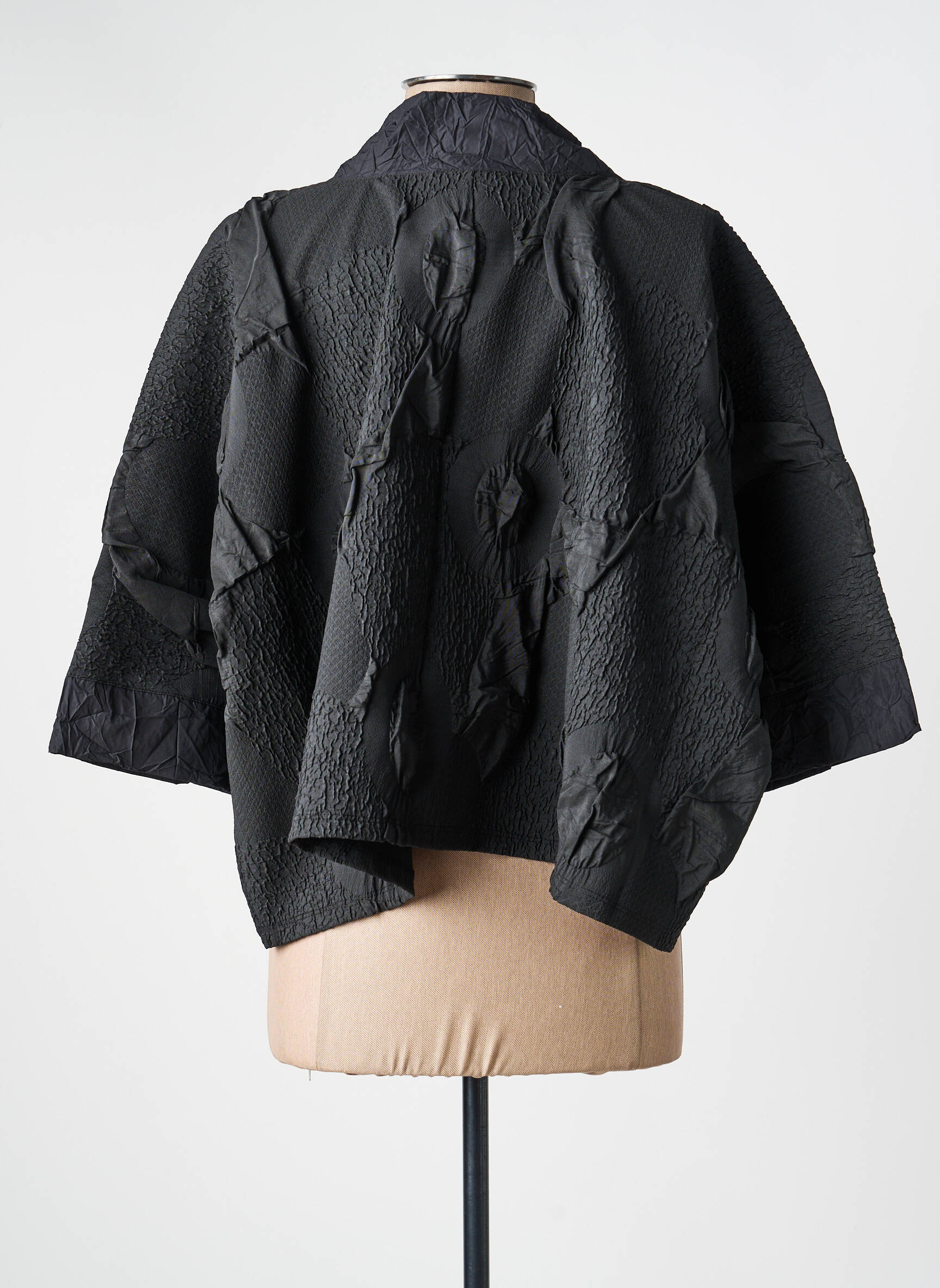 Top col carré manches 3/4 noir KOZAN femme