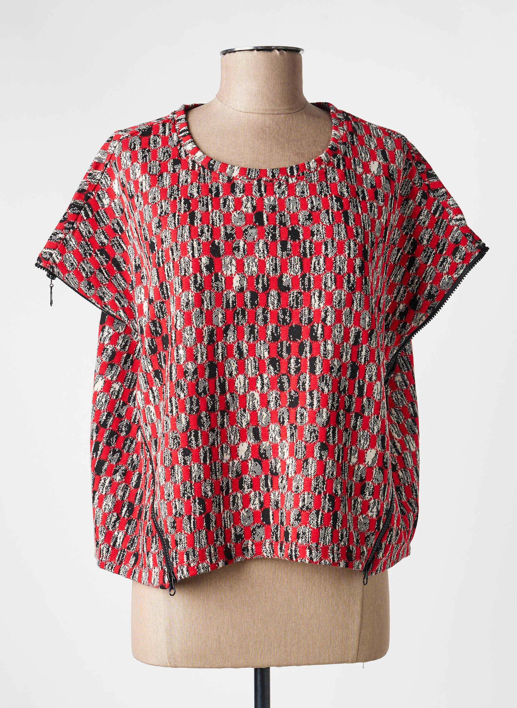 T-shirt imprimé fantaisie manches courtes rouge KOZAN femme