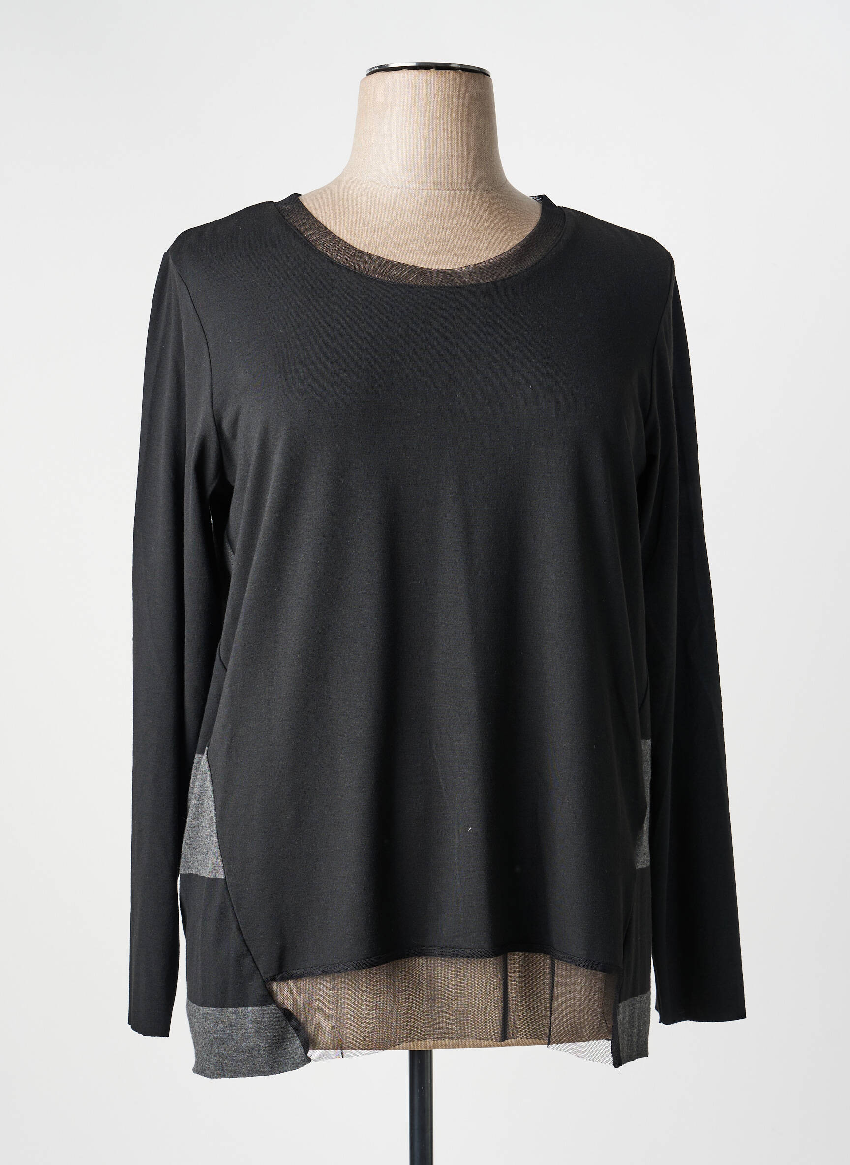 Pull coupe droite manches longues noir LUUKAA femme