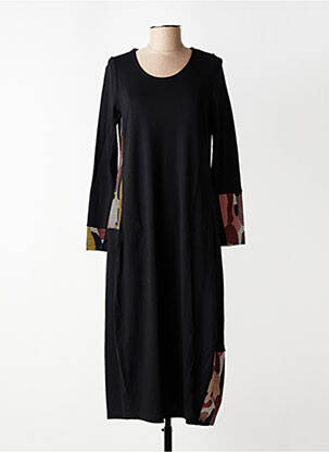 Robe longue manches longues manches longues noir ALEMBIKA femme