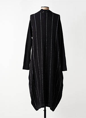 Robe mi-longue tissage crêpe manches longues noir GERSHON BRAM femme