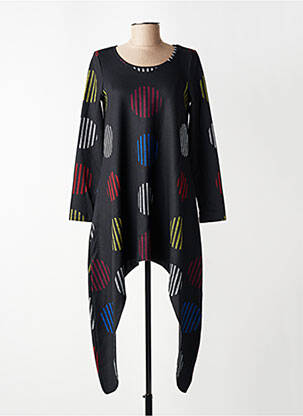 Pull tunique stretch manches 3/4 noir KOZAN femme