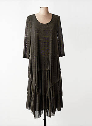 Robe mi-longue manches 3/4 manches 3/4 noir KOZAN femme