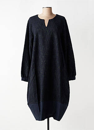 Robe mi-longue imprimé fantaisie manches longues bleu GERSHON BRAM femme