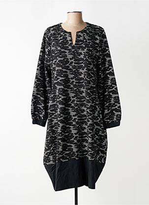 Robe mi-longue imprimé fantaisie manches longues noir GERSHON BRAM femme