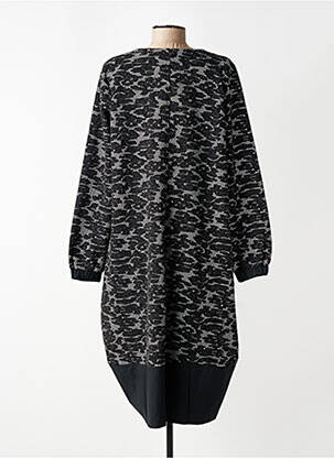 Robe mi-longue imprimé fantaisie manches longues noir GERSHON BRAM femme