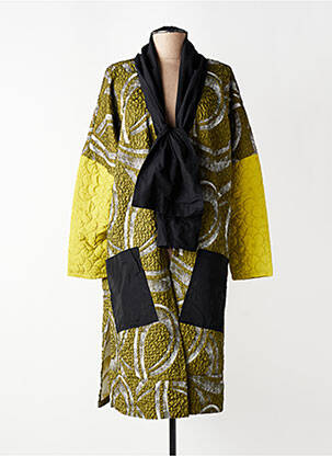 Manteau long coupe droite sans capuche vert KOZAN femme