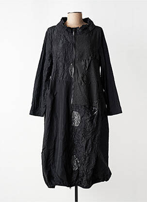 Manteau long coupe cintrée sans capuche noir KOZAN femme