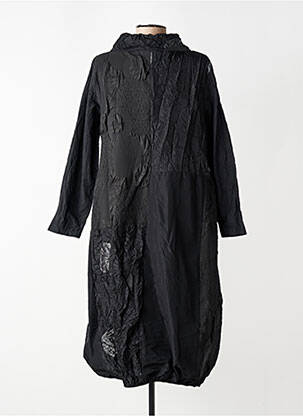 Manteau long coupe cintrée sans capuche noir KOZAN femme