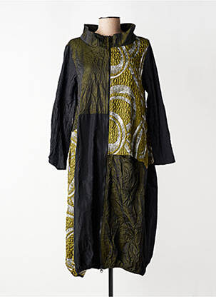 Manteau long coupe cintrée sans capuche vert KOZAN femme