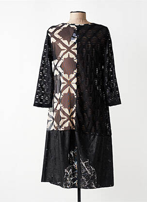 Robe mi-longue coupe fluide manches 3/4 noir KOZAN femme