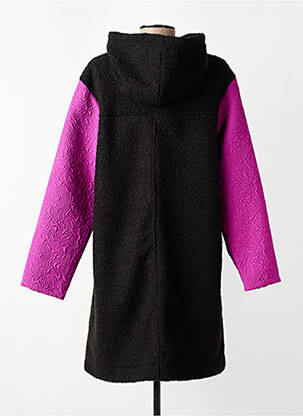 Manteau long coupe droite a capuche noir KOZAN femme