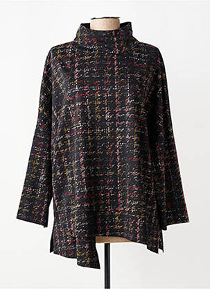 Top imprimé fantaisie manches 3/4 noir KOZAN femme