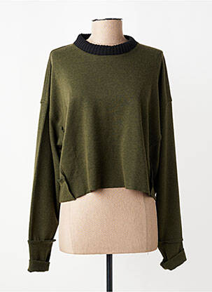 Pull tissage chiné manches longues vert GERSHON BRAM femme