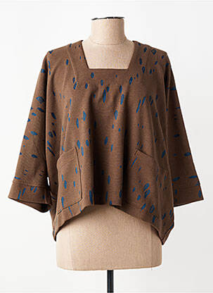 Top col carré manches 3/4 marron GERSHON BRAM femme