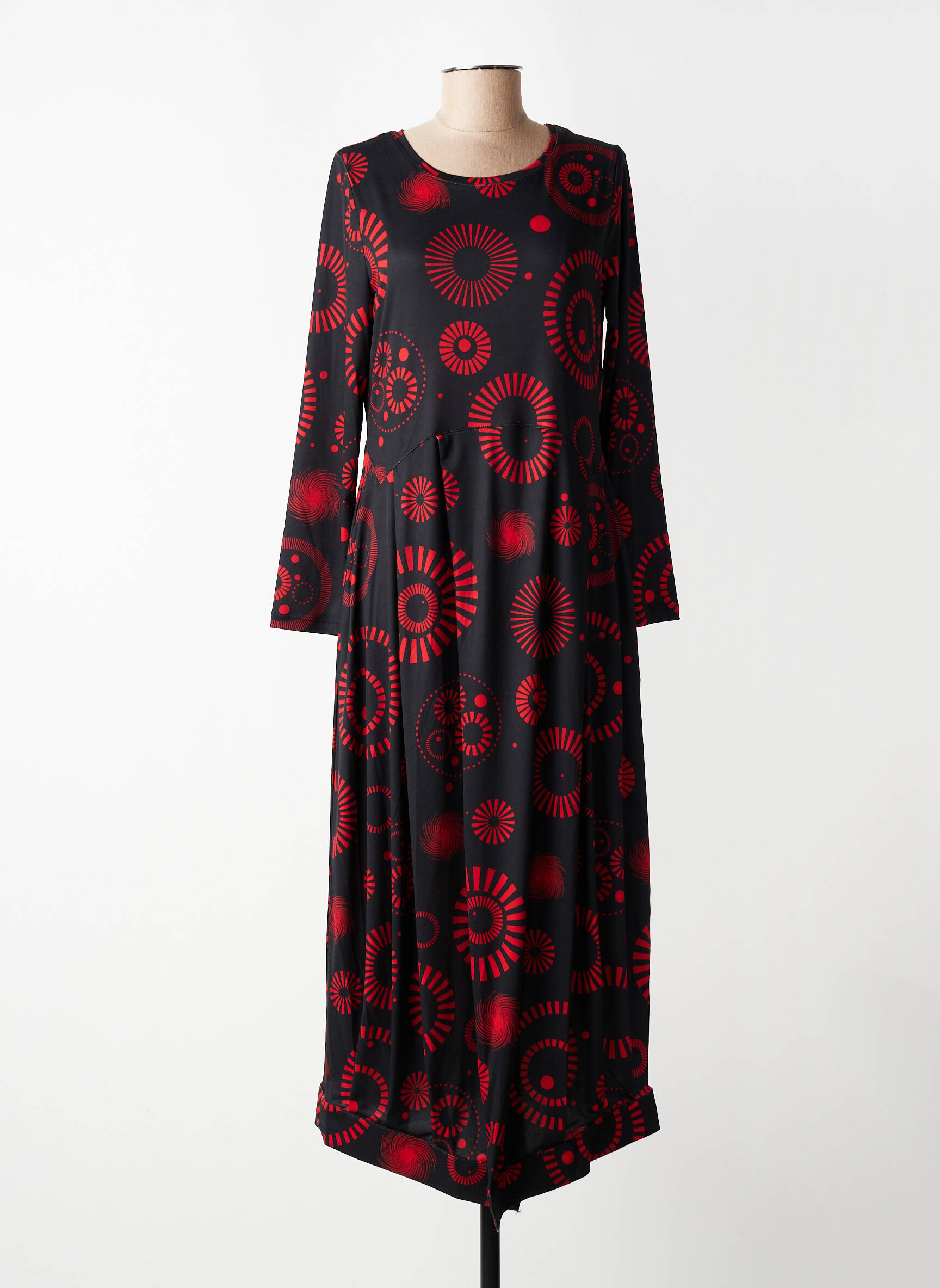Robe longue manches longues manches longues rouge KOZAN femme