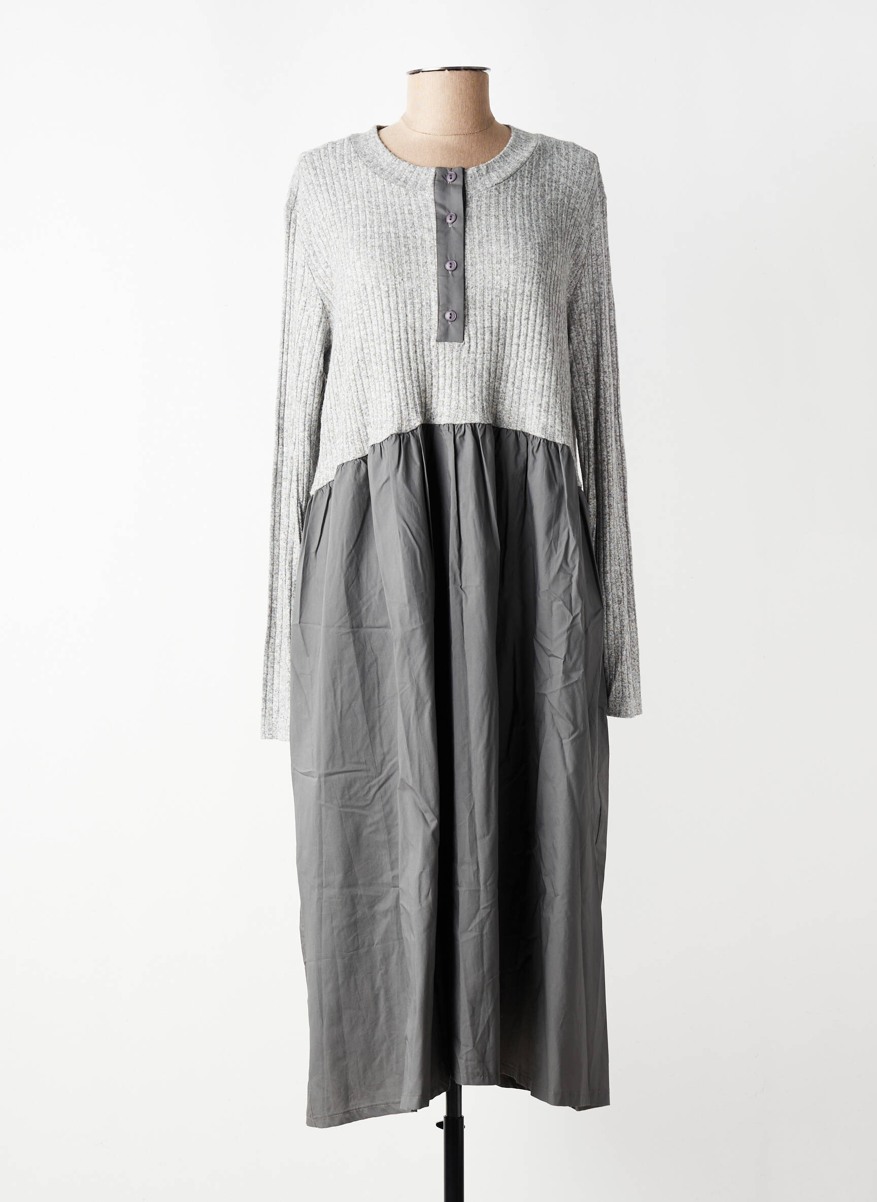 Robe longue manches longues manches longues gris GERSHON BRAM femme