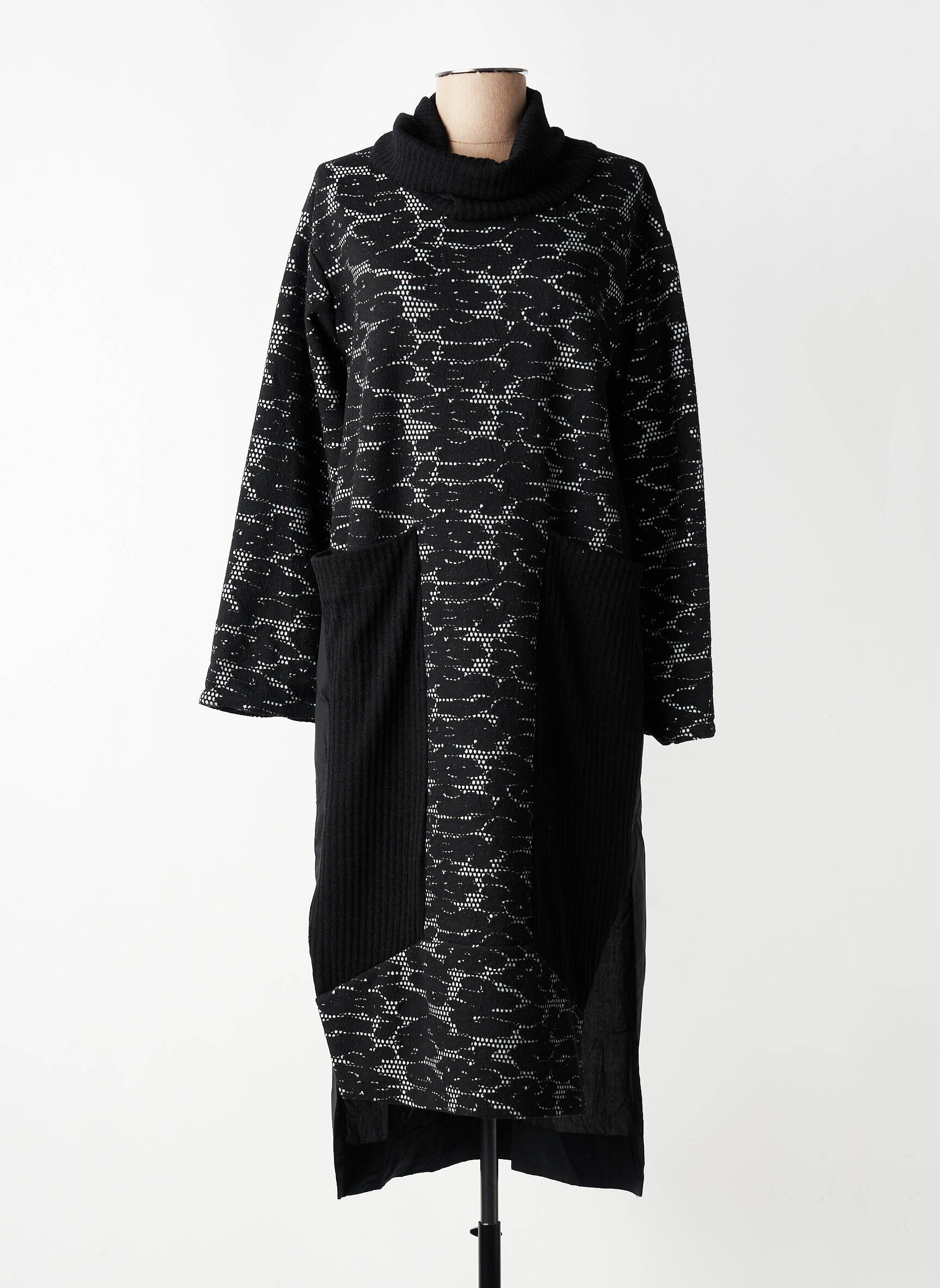 Robe mi-longue manches longues manches longues noir GERSHON BRAM femme