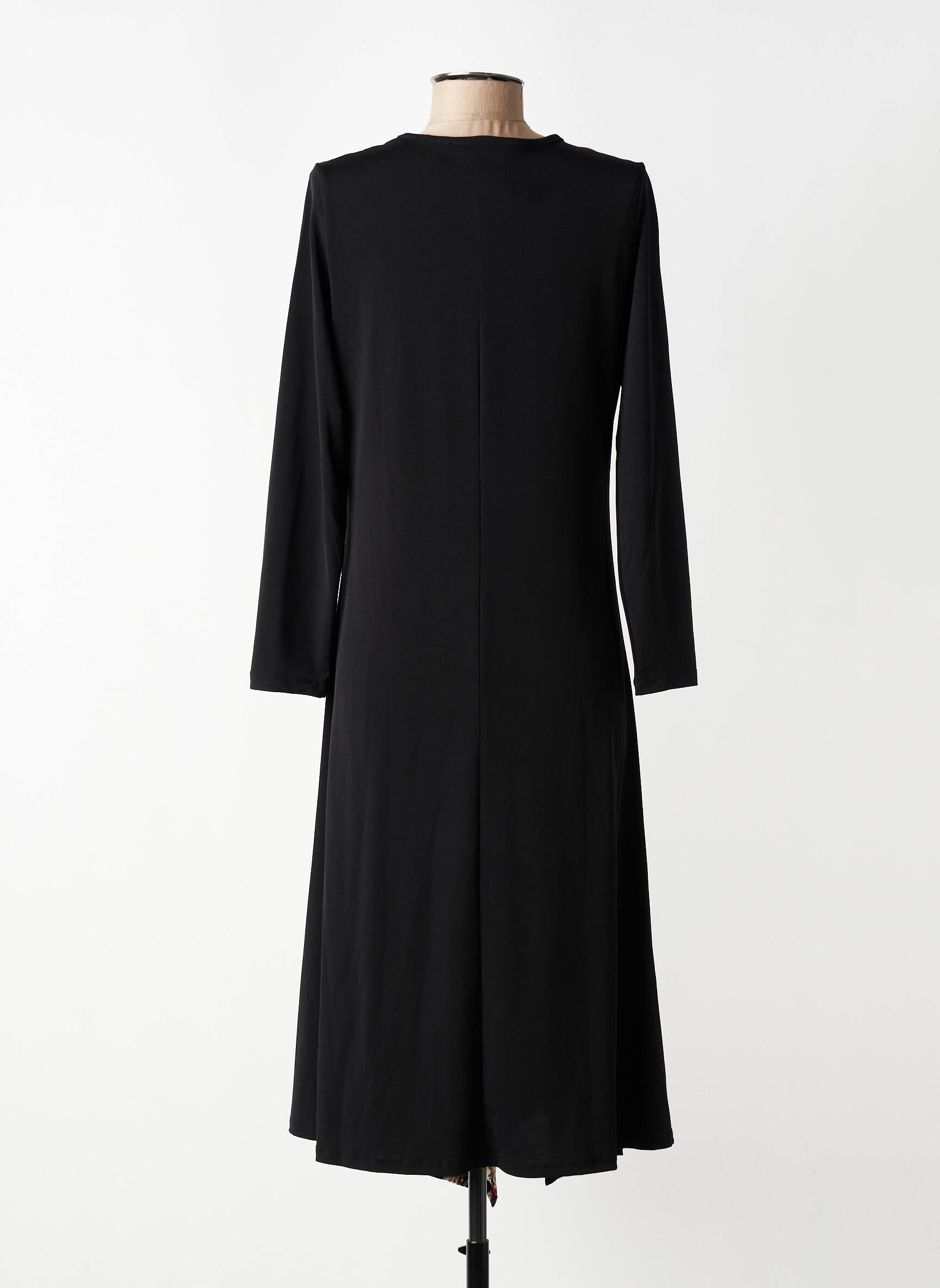 Robe mi-longue manches 3/4 manches 3/4 noir KOZAN femme
