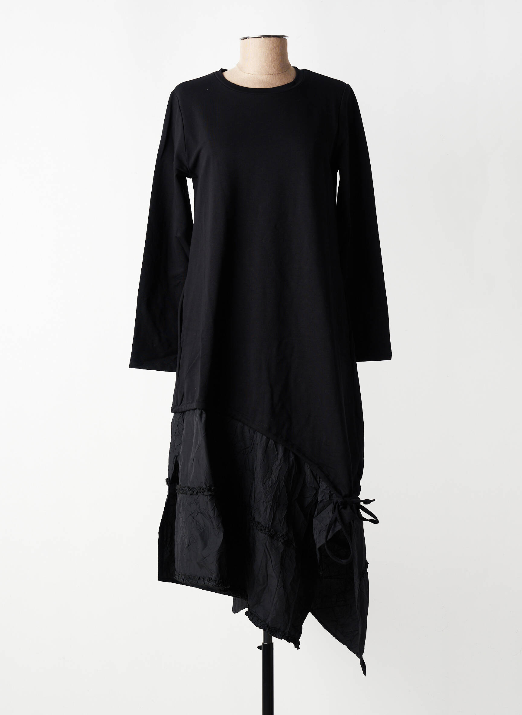 Robe mi-longue manches 3/4 manches 3/4 noir KOZAN femme