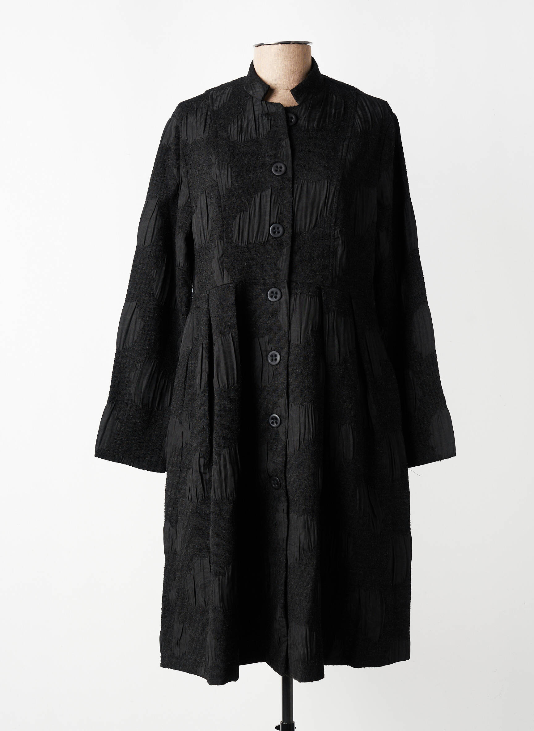 Manteau long coupe cintrée sans capuche noir GERSHON BRAM femme