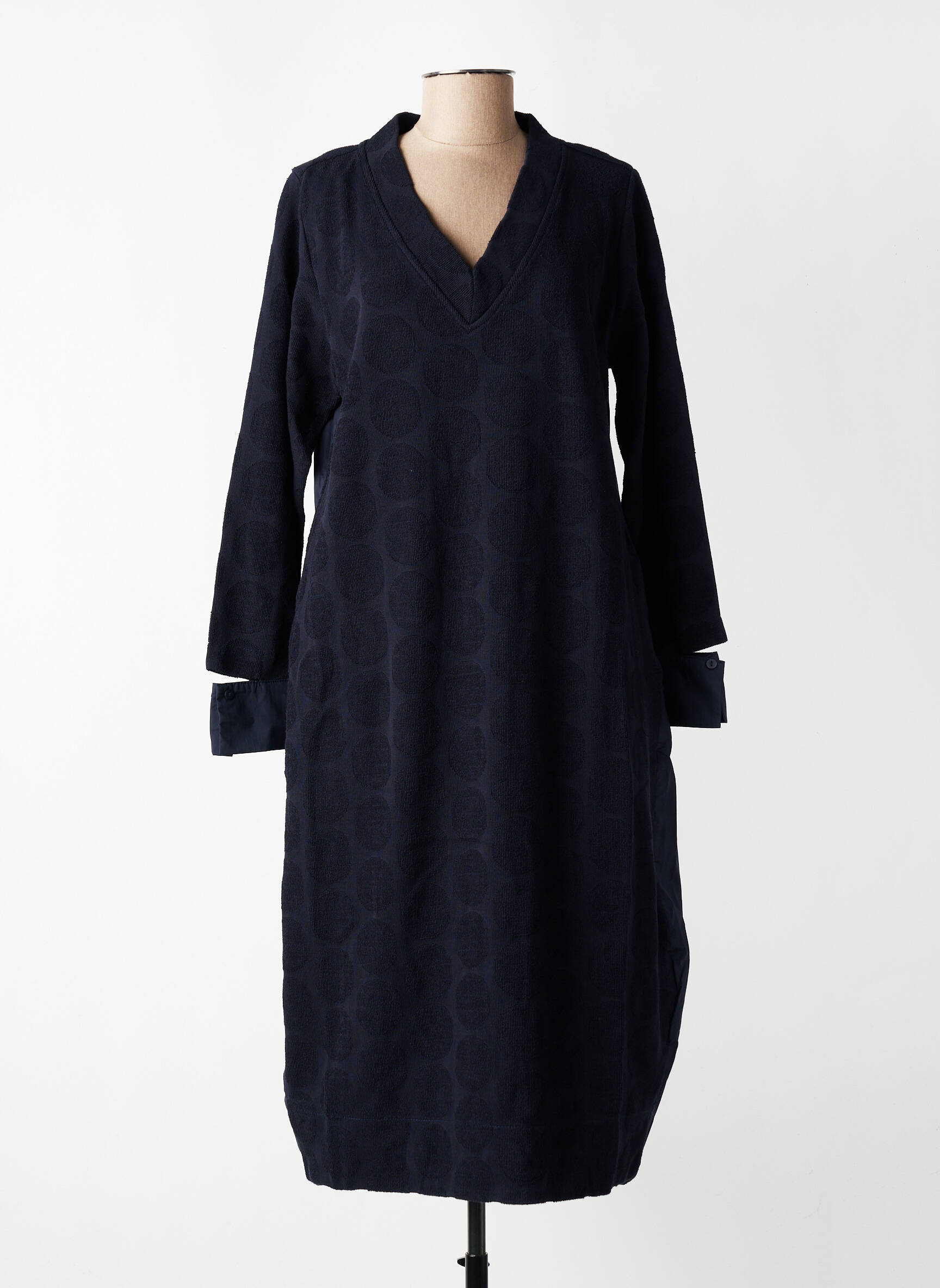 Robe mi-longue manches longues manches longues bleu GERSHON BRAM femme