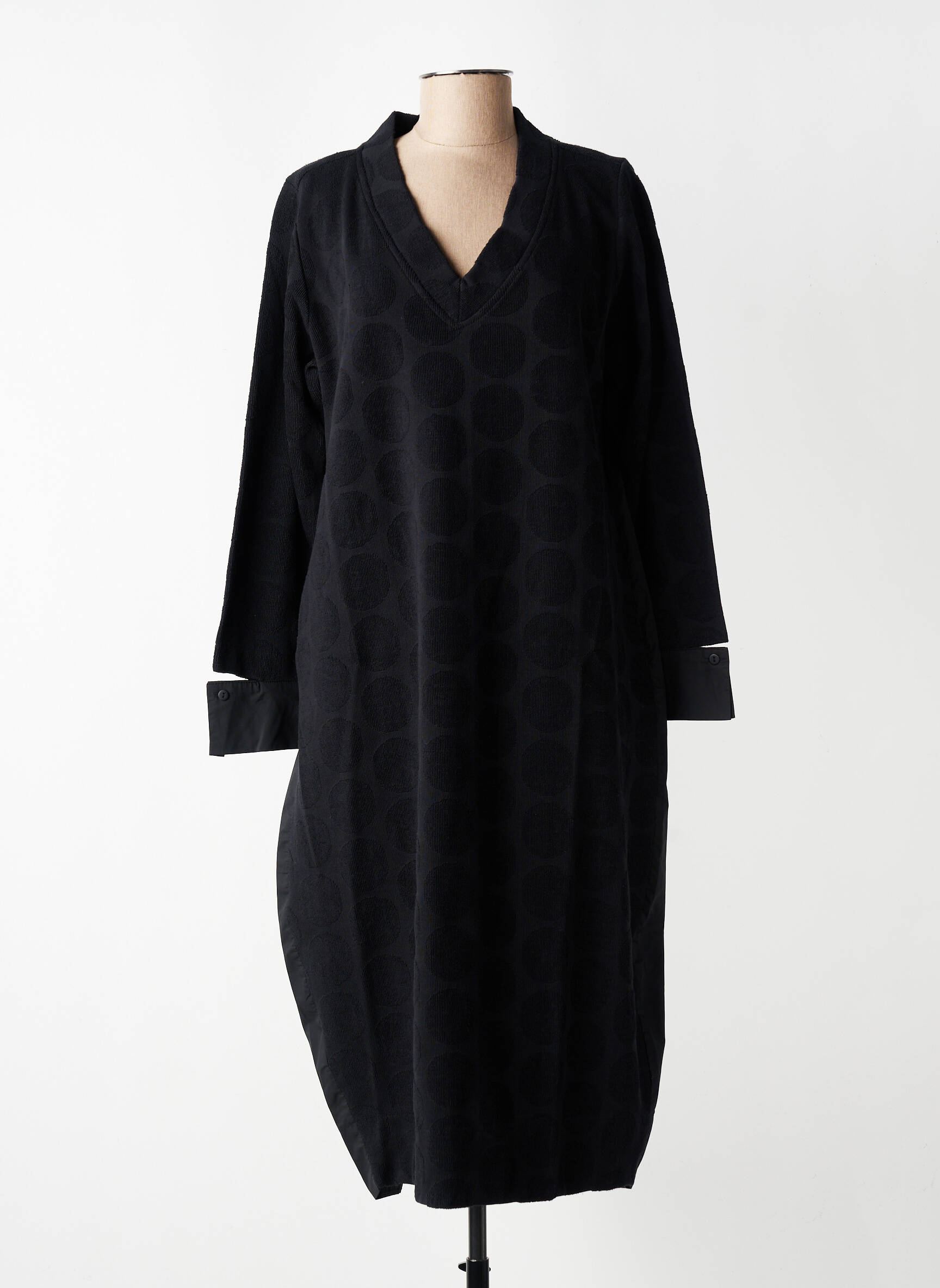 Robe mi-longue manches longues manches longues noir GERSHON BRAM femme