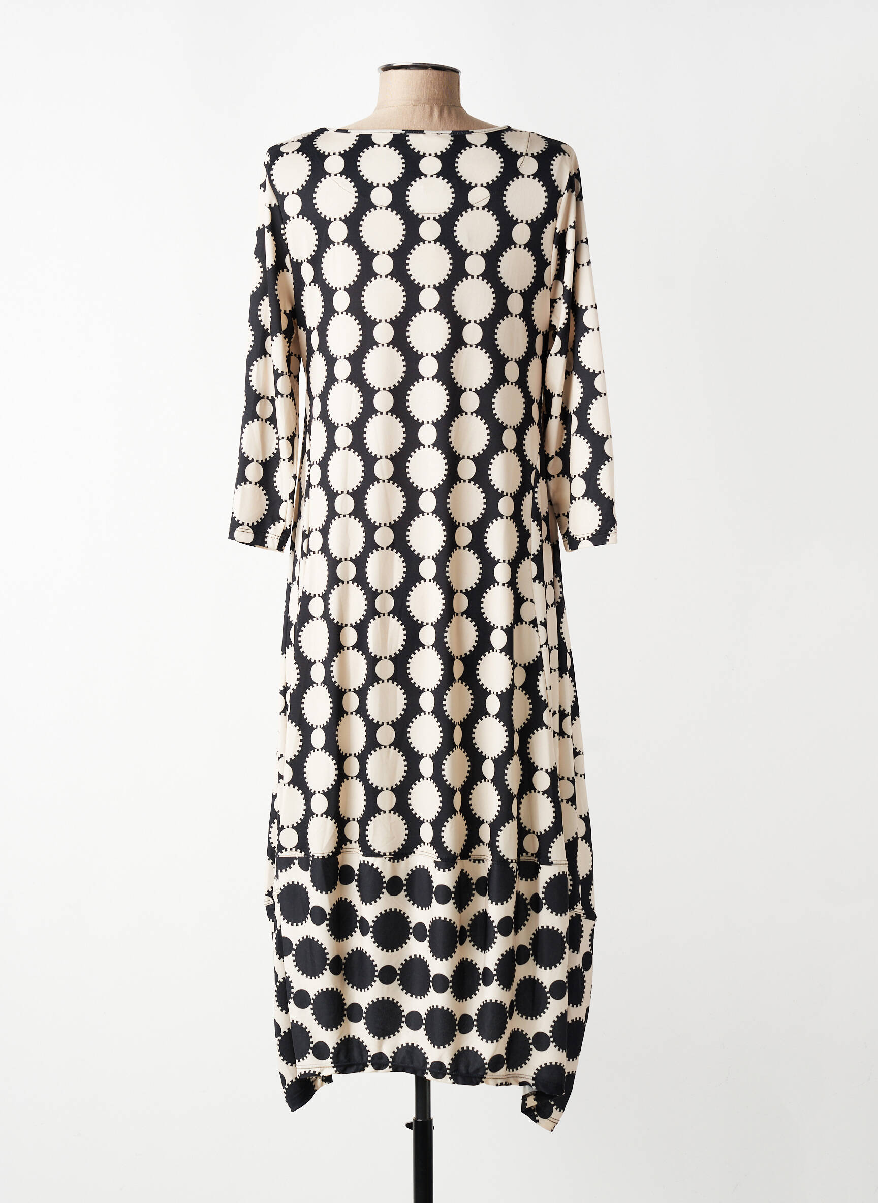 Robe mi-longue manches 3/4 manches 3/4 noir KOZAN femme