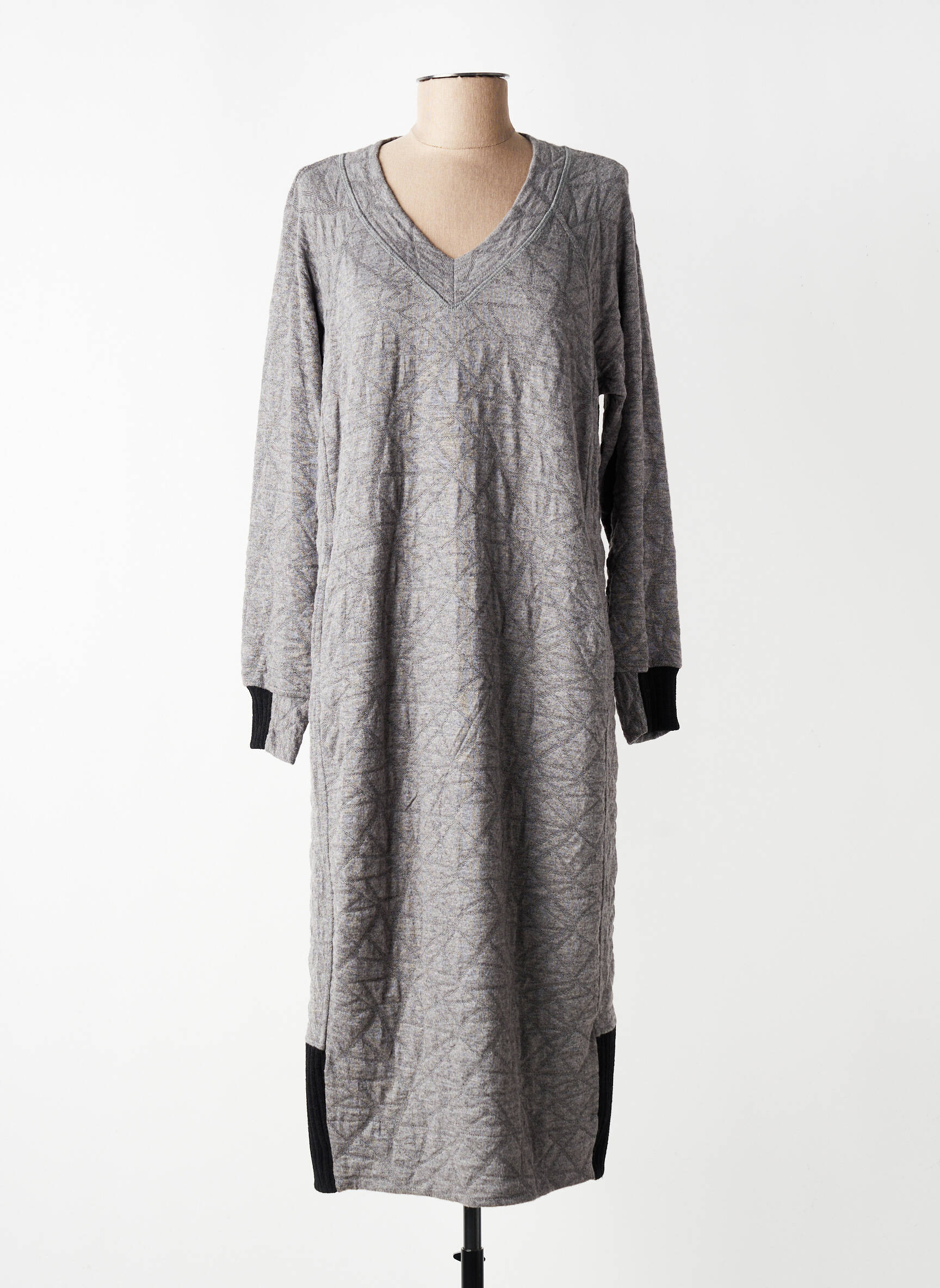Robe mi-longue manches longues manches longues gris GERSHON BRAM femme