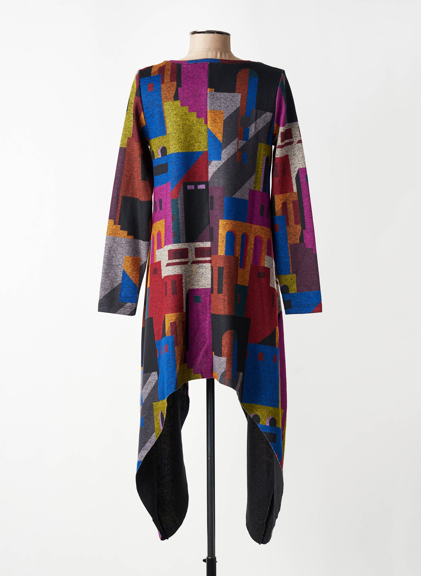 Pull tunique col rond manches longues bleu KOZAN femme