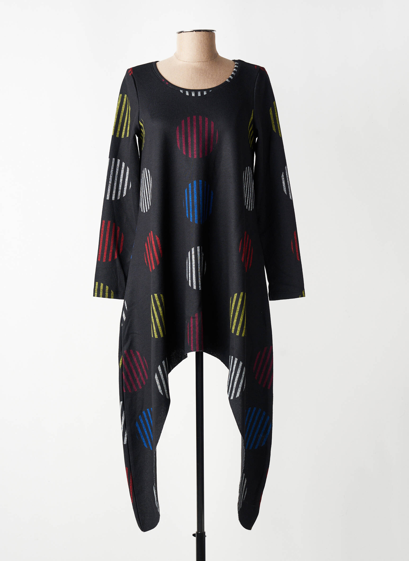 Pull tunique stretch manches 3/4 noir KOZAN femme