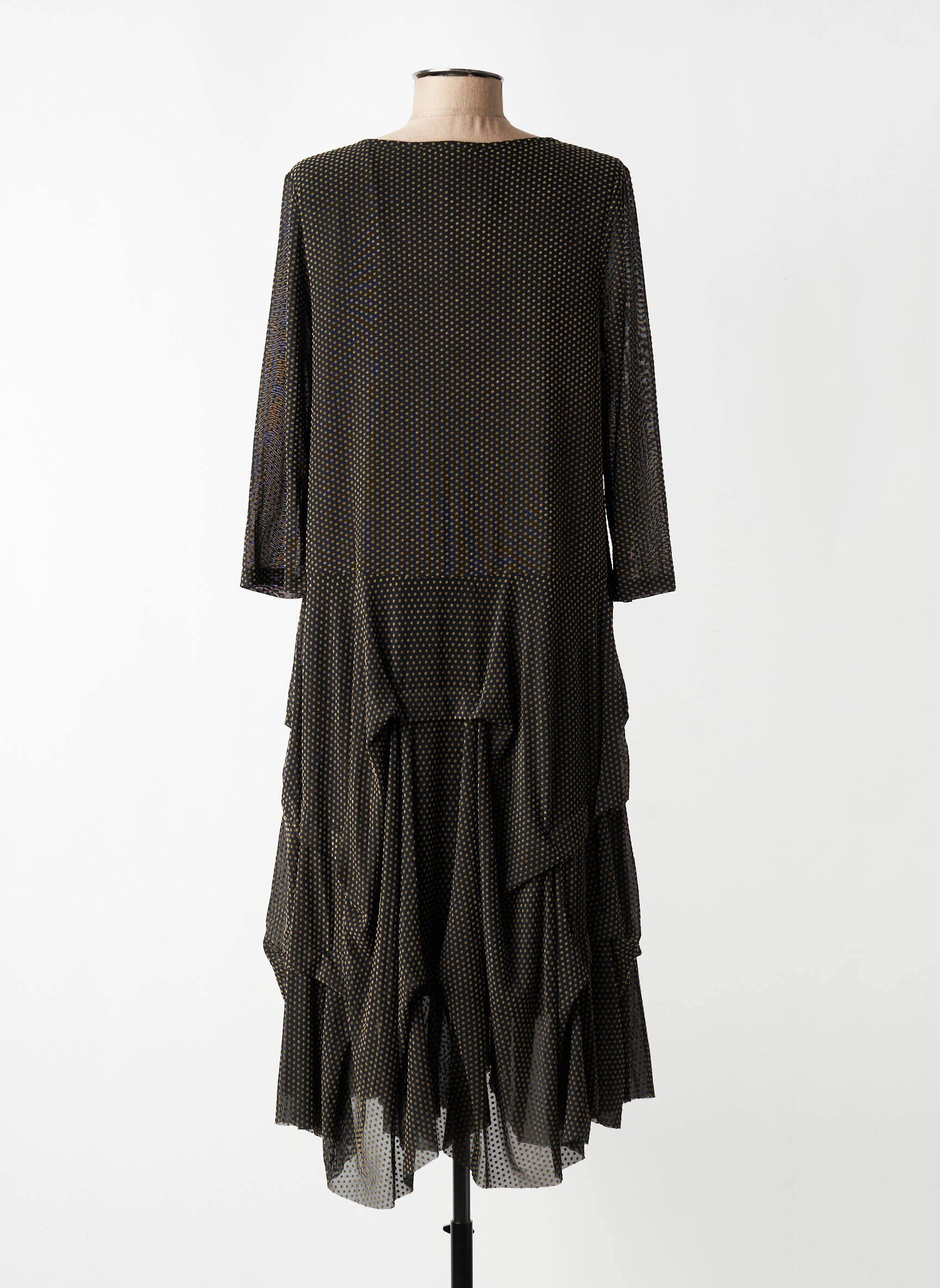 Robe mi-longue manches 3/4 manches 3/4 noir KOZAN femme