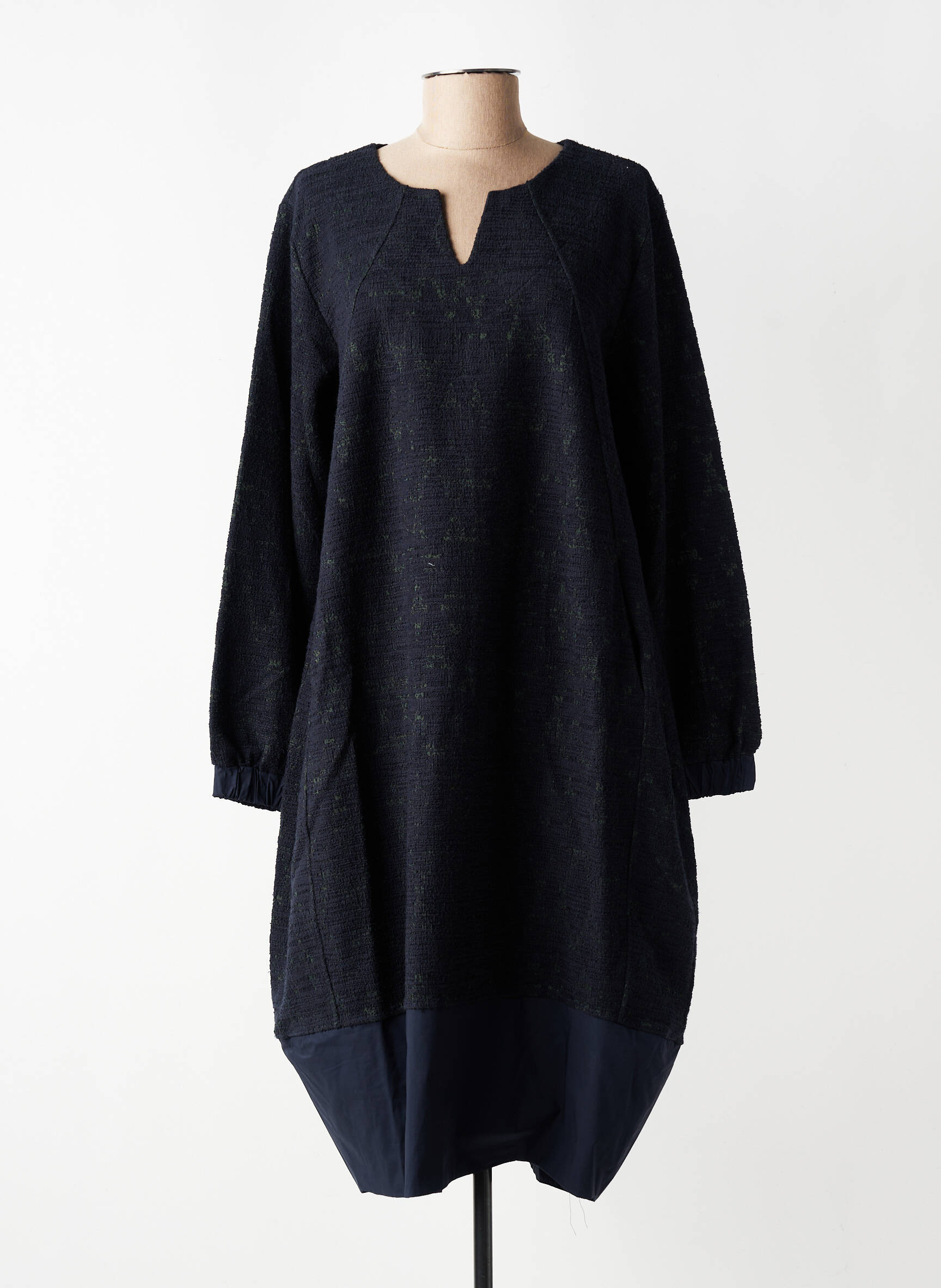 Robe mi-longue imprimé fantaisie manches longues bleu GERSHON BRAM femme