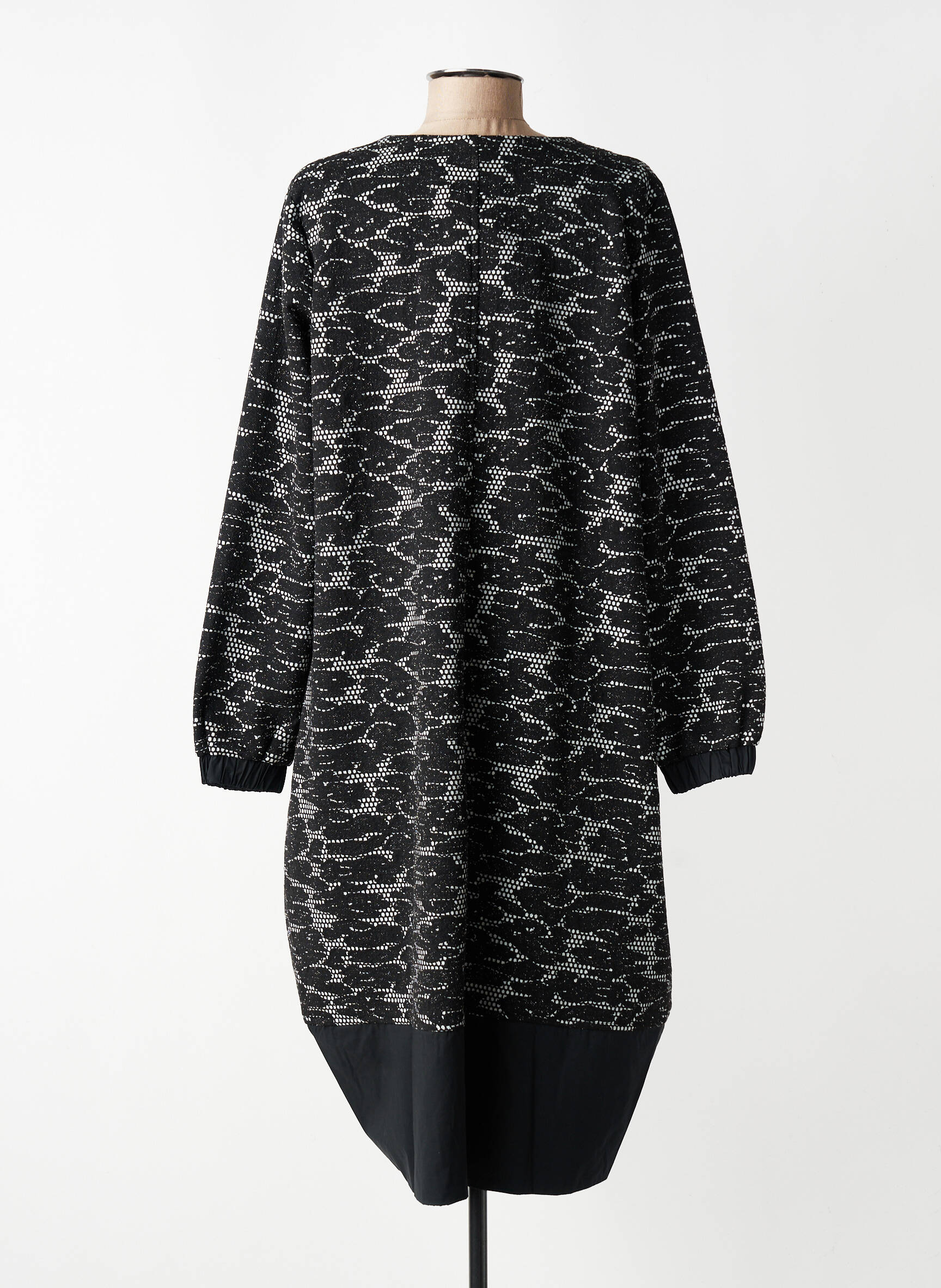 Robe mi-longue imprimé fantaisie manches longues noir GERSHON BRAM femme
