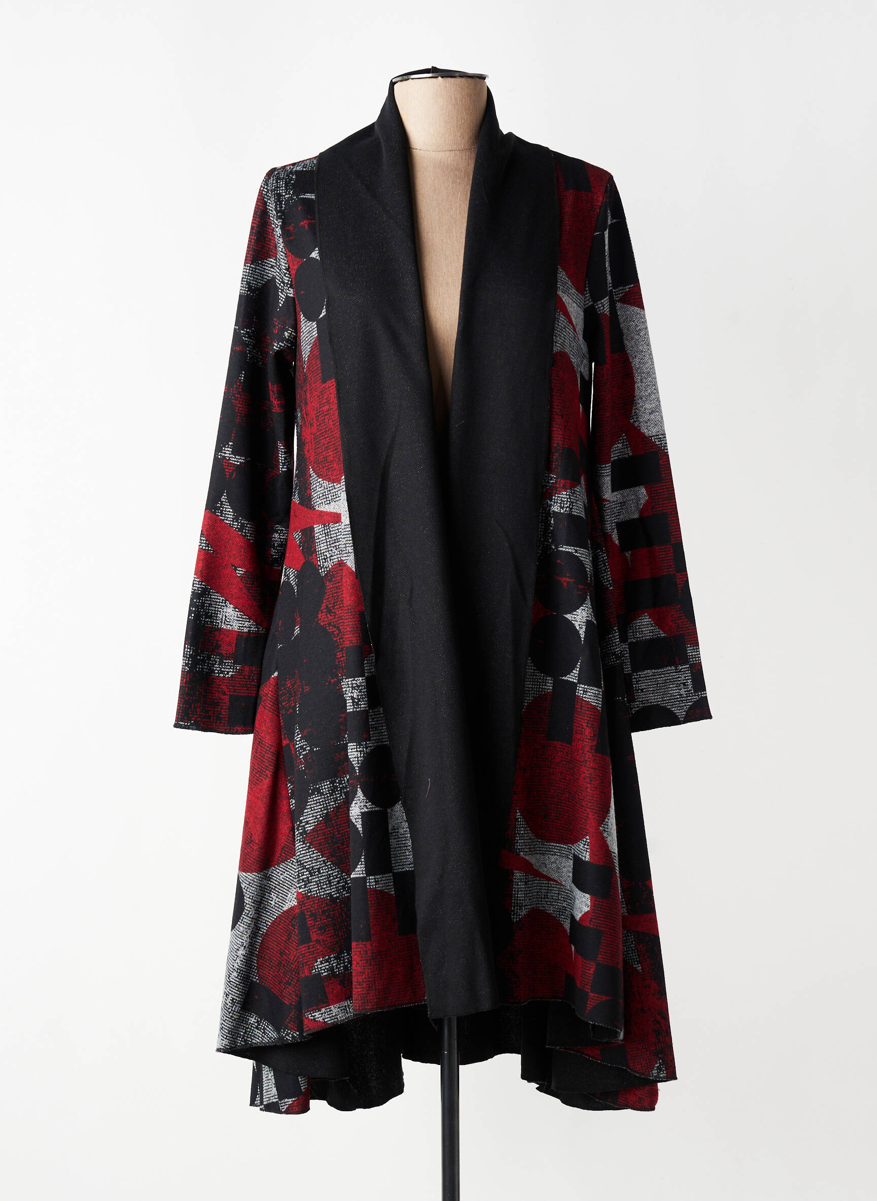 Gilet manches longues col châle rouge KOZAN femme