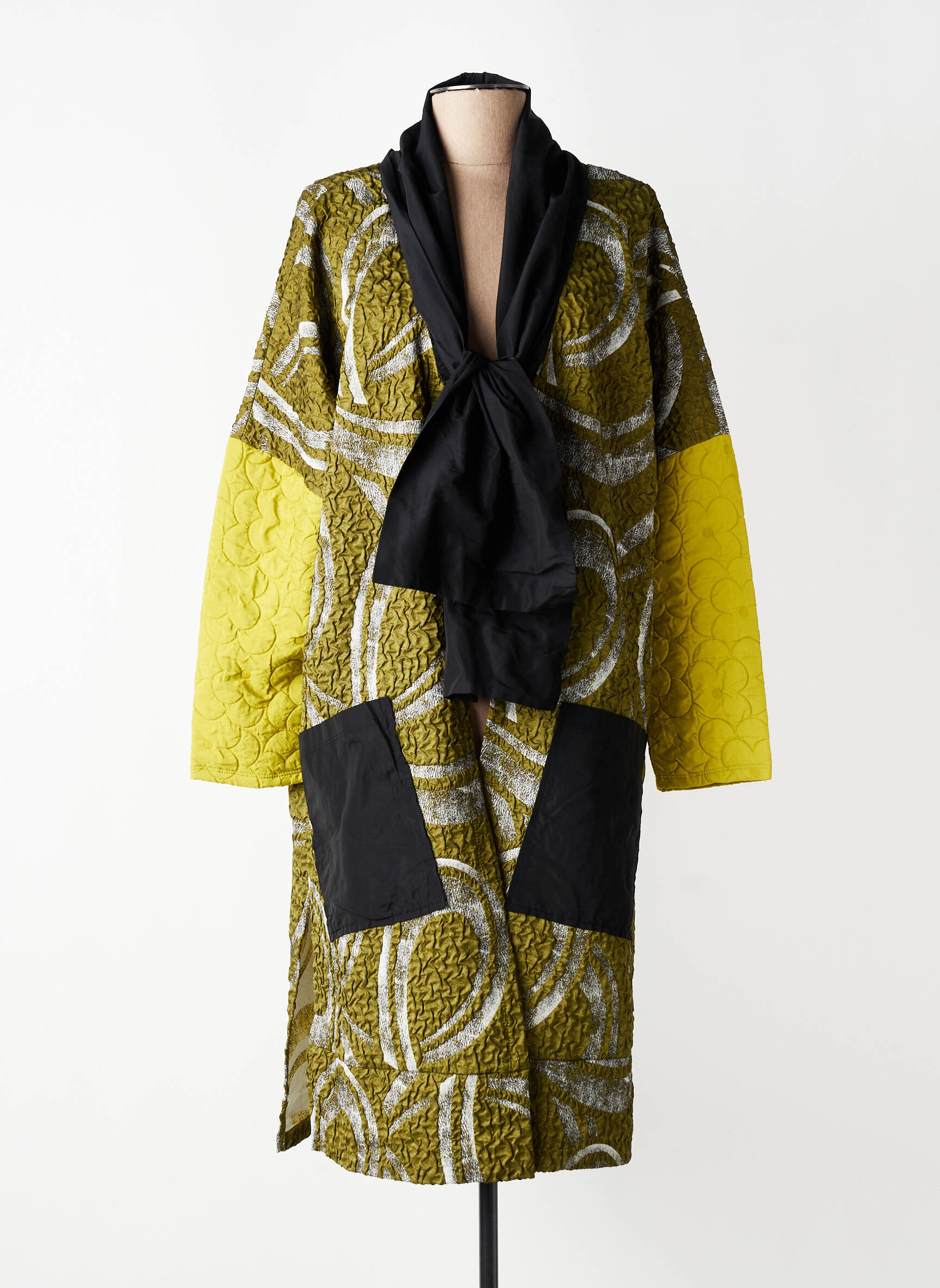Manteau long coupe droite sans capuche vert KOZAN femme