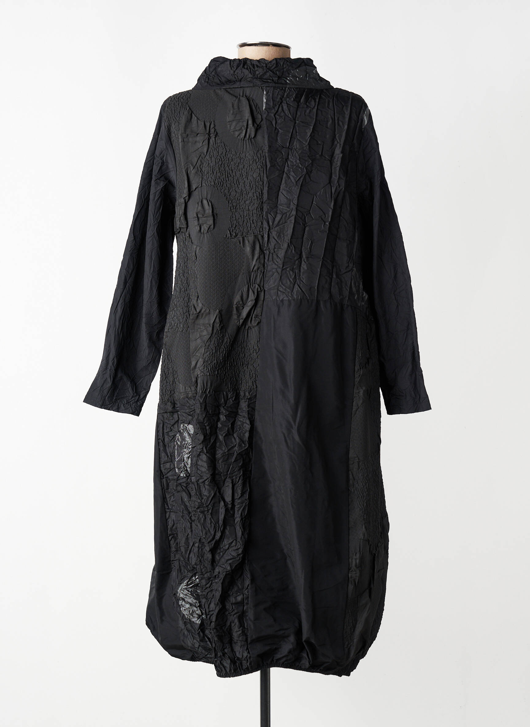 Manteau long coupe cintrée sans capuche noir KOZAN femme