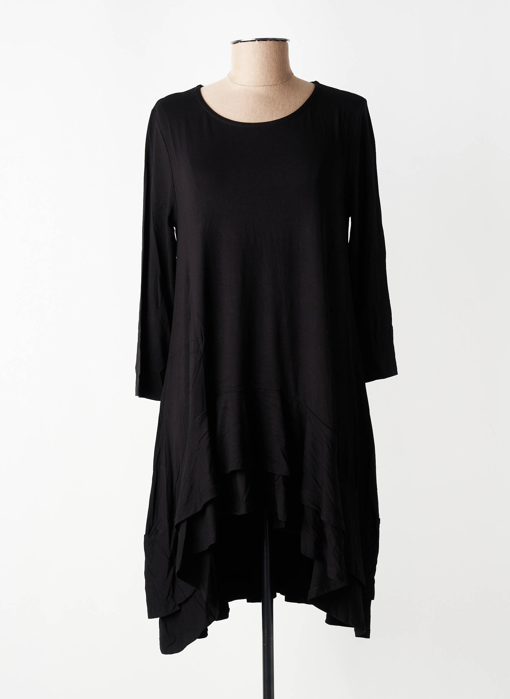 Robe mi-longue manches 3/4 manches 3/4 noir KOZAN femme