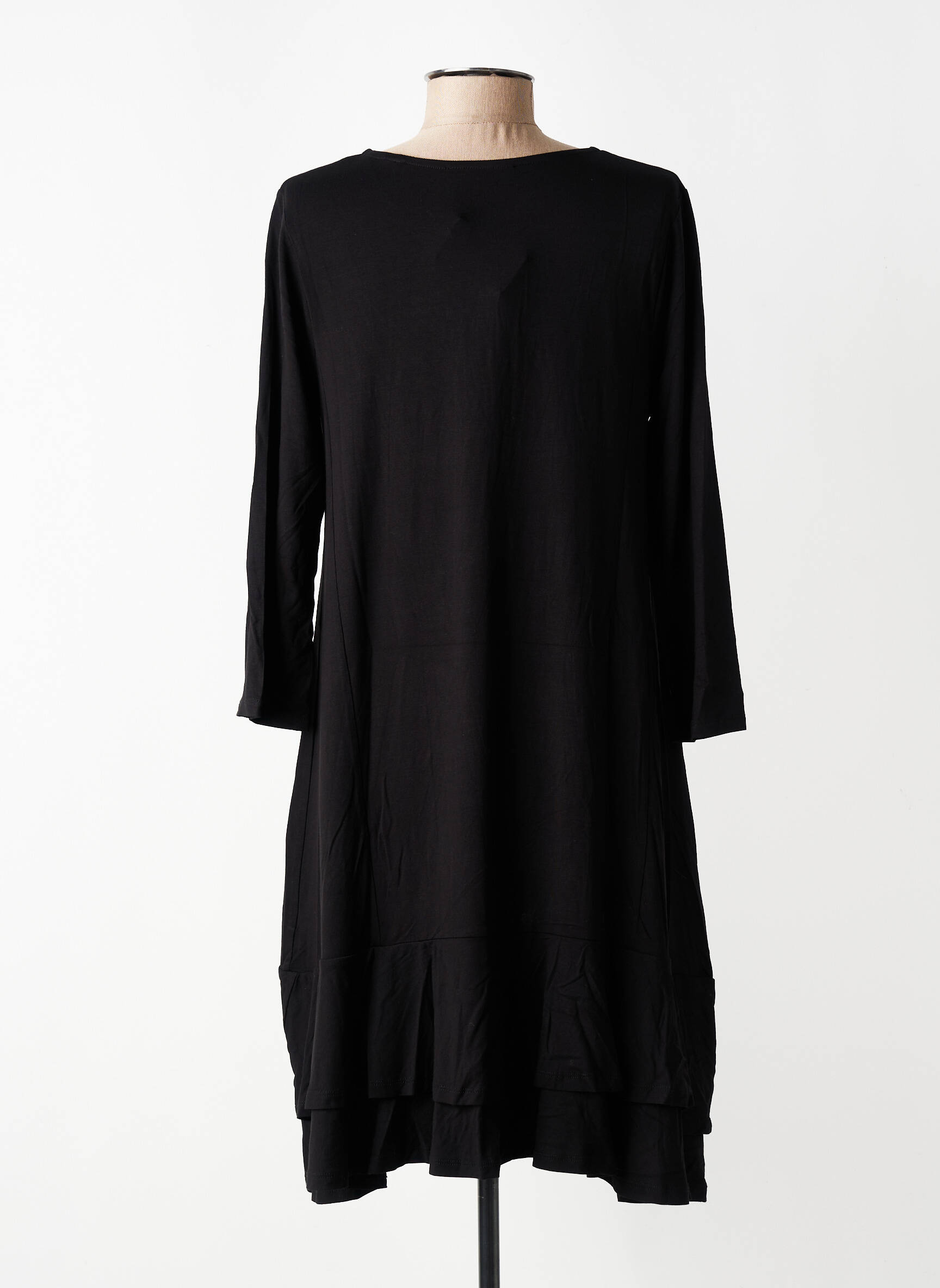 Robe mi-longue manches 3/4 manches 3/4 noir KOZAN femme